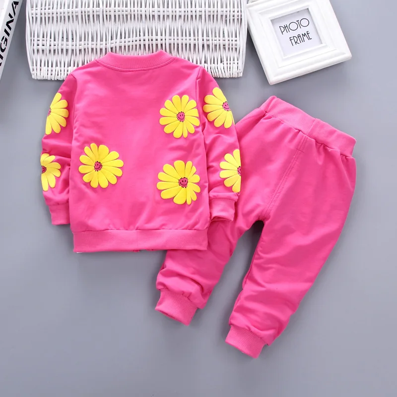 Traje deportivo de algodón para bebé y niña, ropa infantil con flores, sudaderas con capucha, chaqueta, pantalones, conjunto informal, primavera y otoño - imagen 3