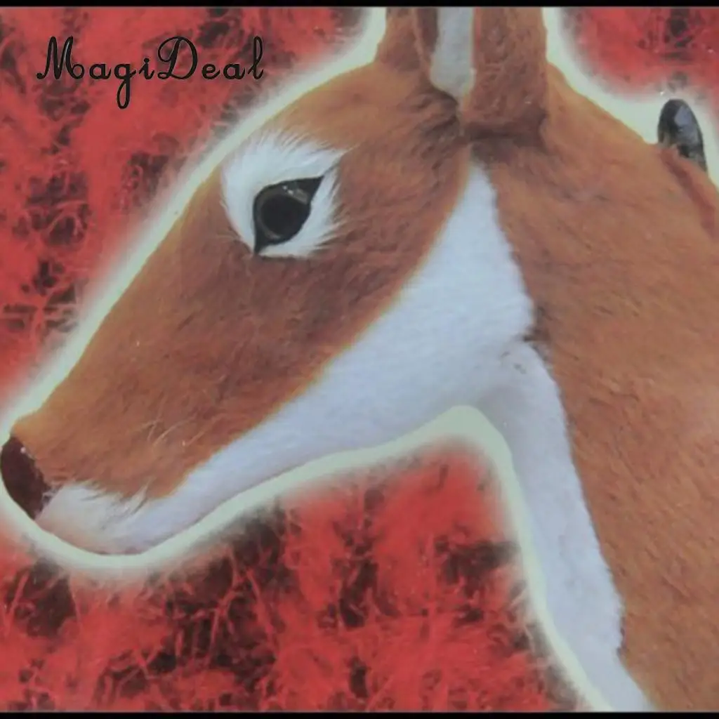 Realistic Stuffed Deer Head Model Toy Faux Fur Animal Wall Hanging Decoration Home Christmas Party Ornament Gift
