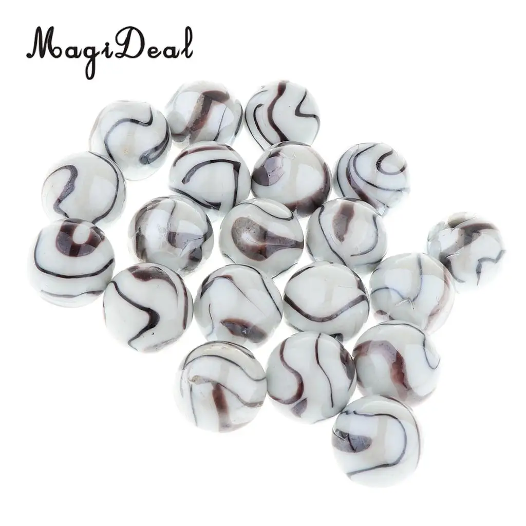 20pcs 25mm Tiger Stripes Glass Marbles, Kids Marble Run Game, Marble Solitaire Toy Accs Vase Filler & Fish Tank Home Decor