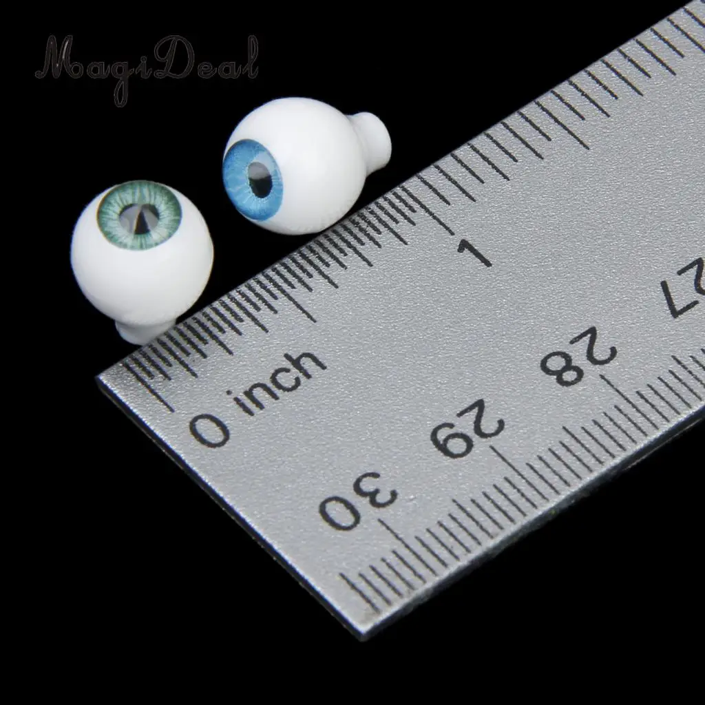 MagiDeal Simulation 4 Pairs Round Acrylic Doll Eyes DIY Eyeballs for Porcelain Dolls Animals Halloween Props Kids Toy 10x7mm