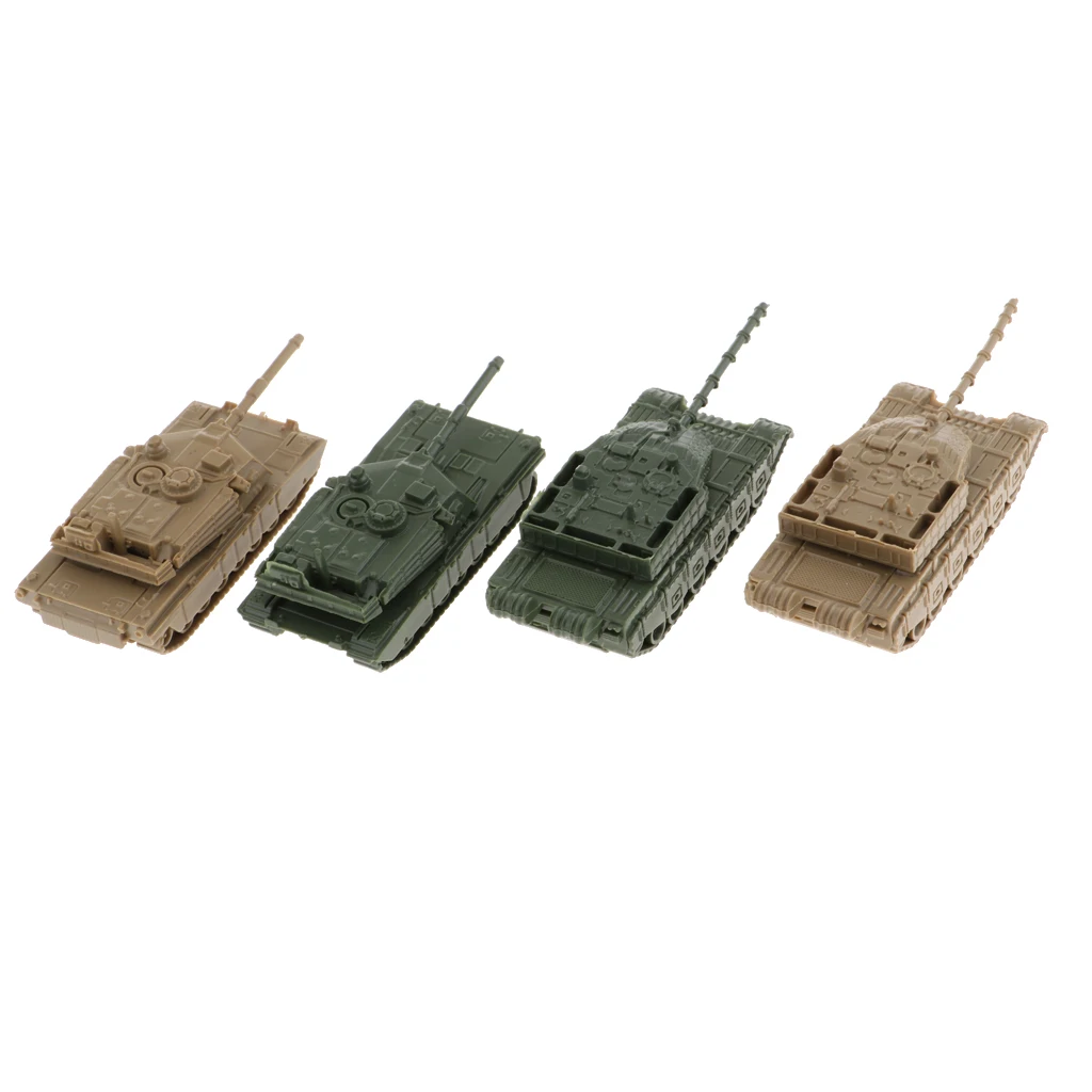 16PCS 1/144 Tank Model 360 Degree Rotatable Fort Model Collections 4D Heavy Tank