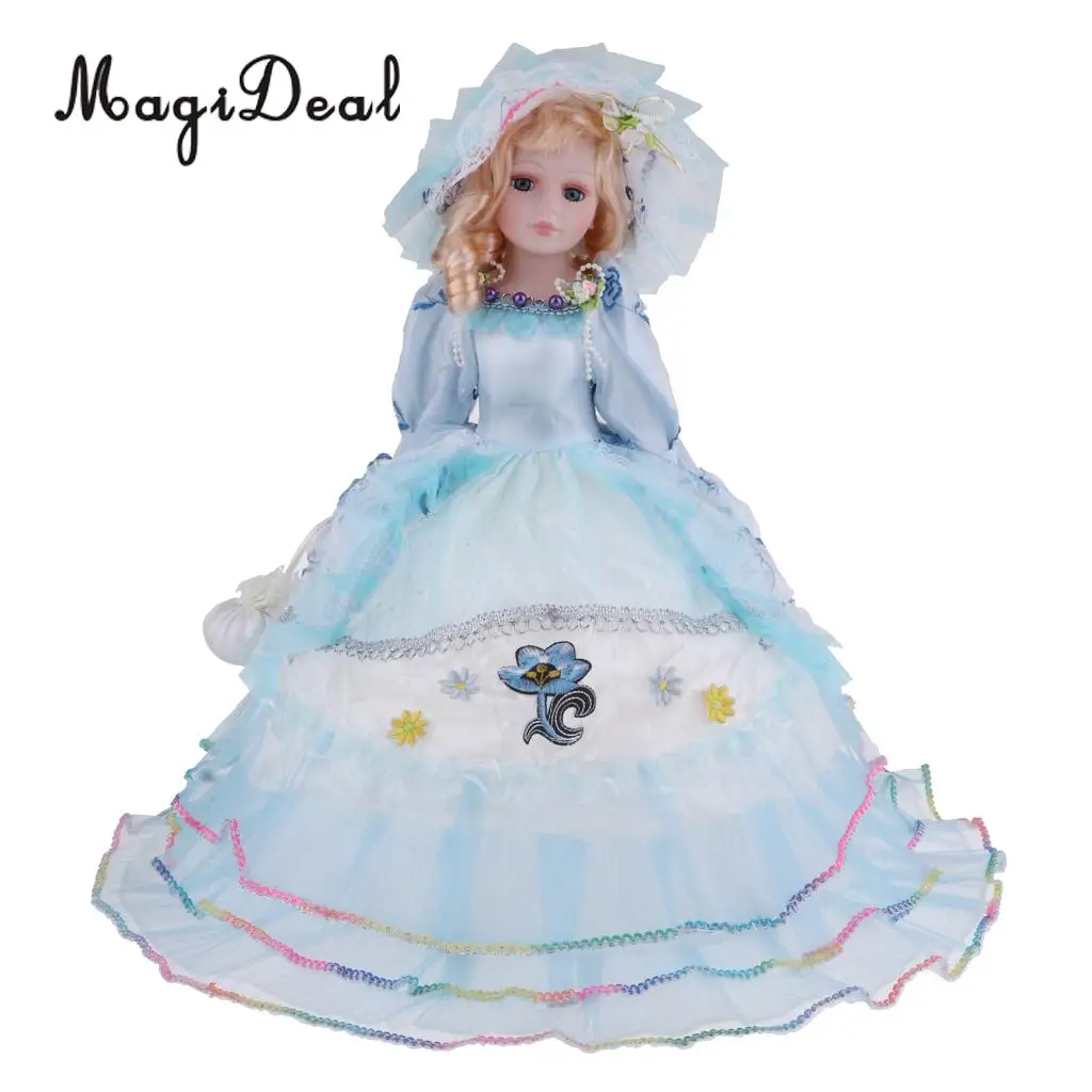 Pretty Lady Victorian Porcelain Doll Splicing Doll Wearing Evening Dress 18 Inch