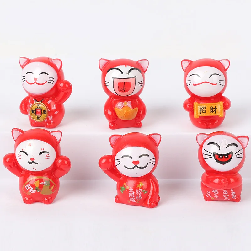 Mini estatuilla de gato de la suerte, modelo de animal de jardín de hadas, musgo, micro paisaje, decoración del hogar, accesorios de decoración de jardín de hadas en miniatura - imagen 2