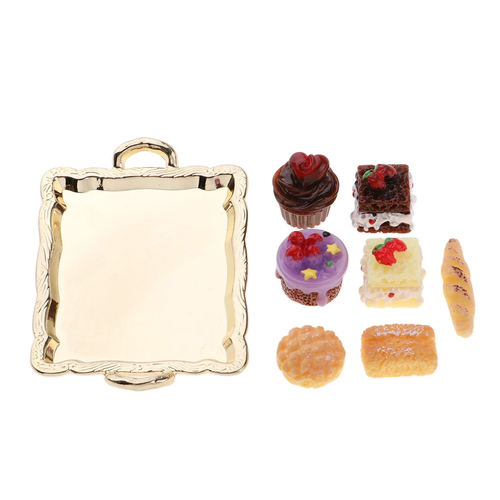 1:12 Dollhouse Miniature Food Cake Plate Breads Set for Kitchen Table Decoration Accessory perfect for pretend play toys
