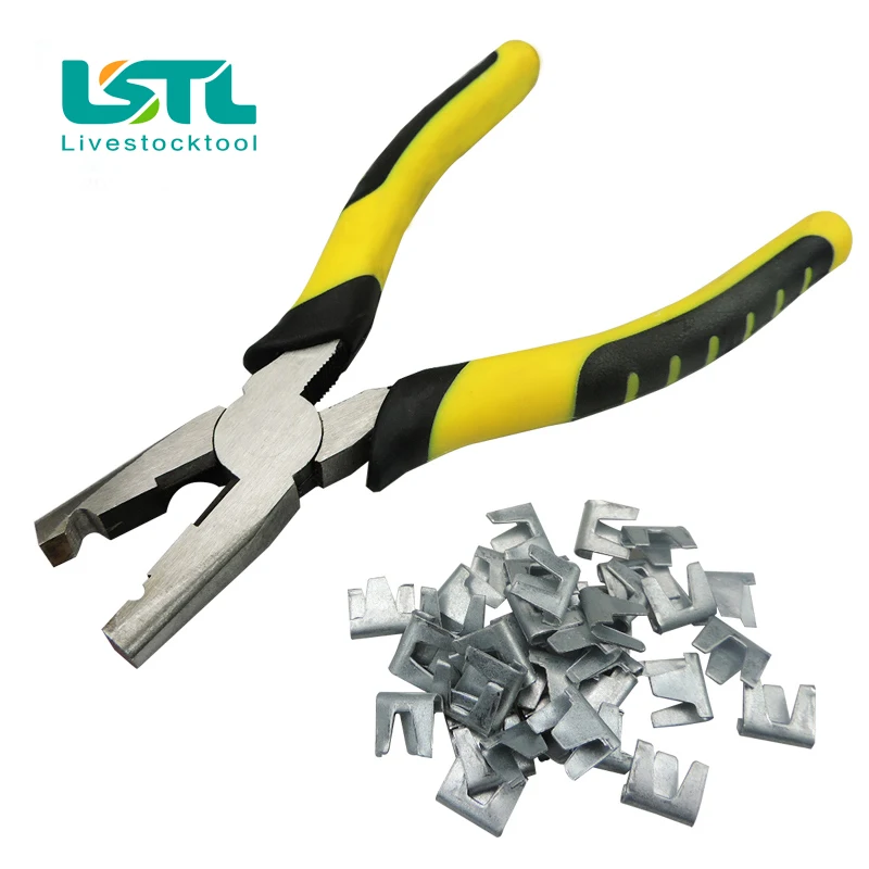 Abrazadera para jaula de aves de corral, alicate de instalación, tarjeta de montaje, hebilla a presión, jaula de conejo, pollo, perro, herramientas de jaula