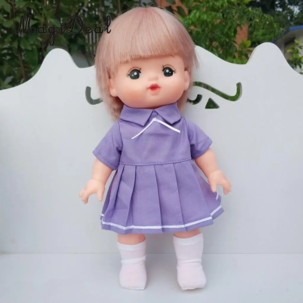 School Style Pleated Dress Socks Suit for Mellchan 9-11inch Reborn Girl Baby Dolls Clothes Accessories