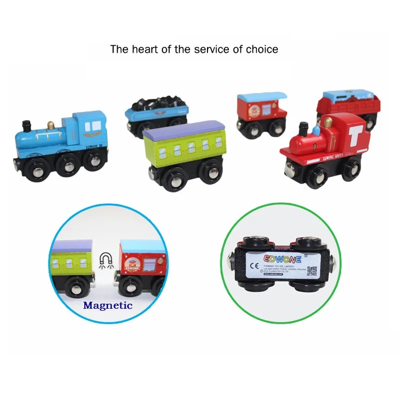 Tren de madera magnético para niños con locomotora y pista ferroviaria