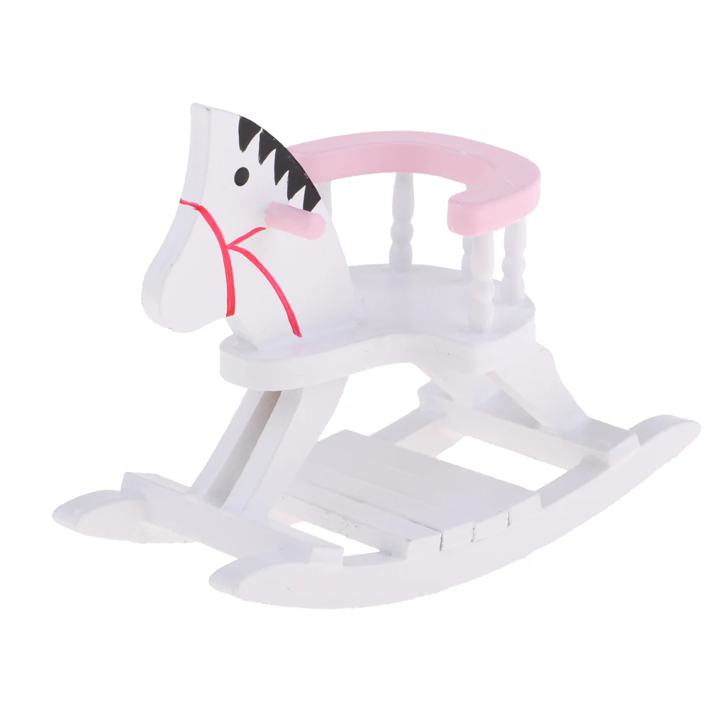 1/12 Dollhouse Miniature Wooden Rocking Horse Baby Room Cockhorse Model