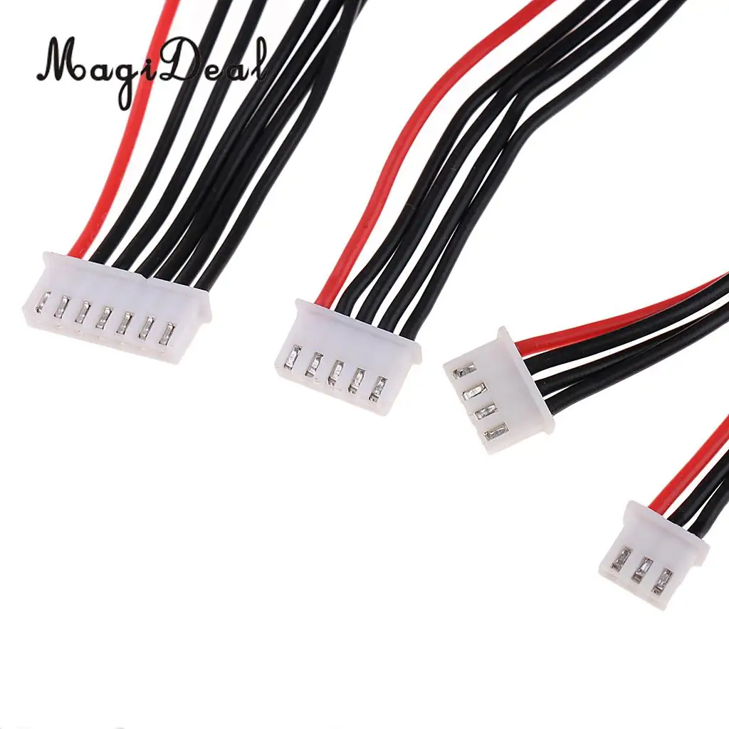 MagiDeal 4Pcs/Lot 2S 3S 4S 6S 20cm Lipo Balance Wire Extension Lipo Charger Adapter Cable Lead Cord for RC Battery Charger