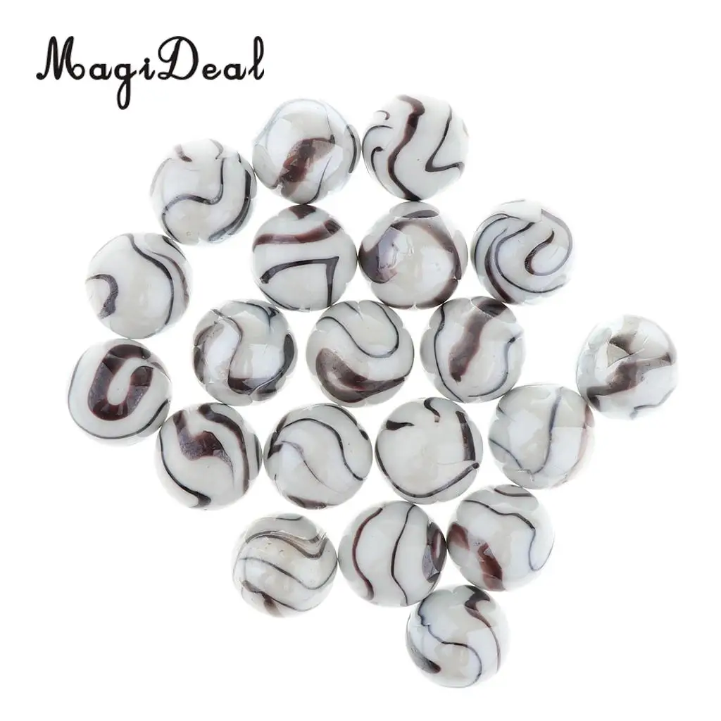 20pcs 25mm Tiger Stripes Glass Marbles, Kids Marble Run Game, Marble Solitaire Toy Accs Vase Filler & Fish Tank Home Decor