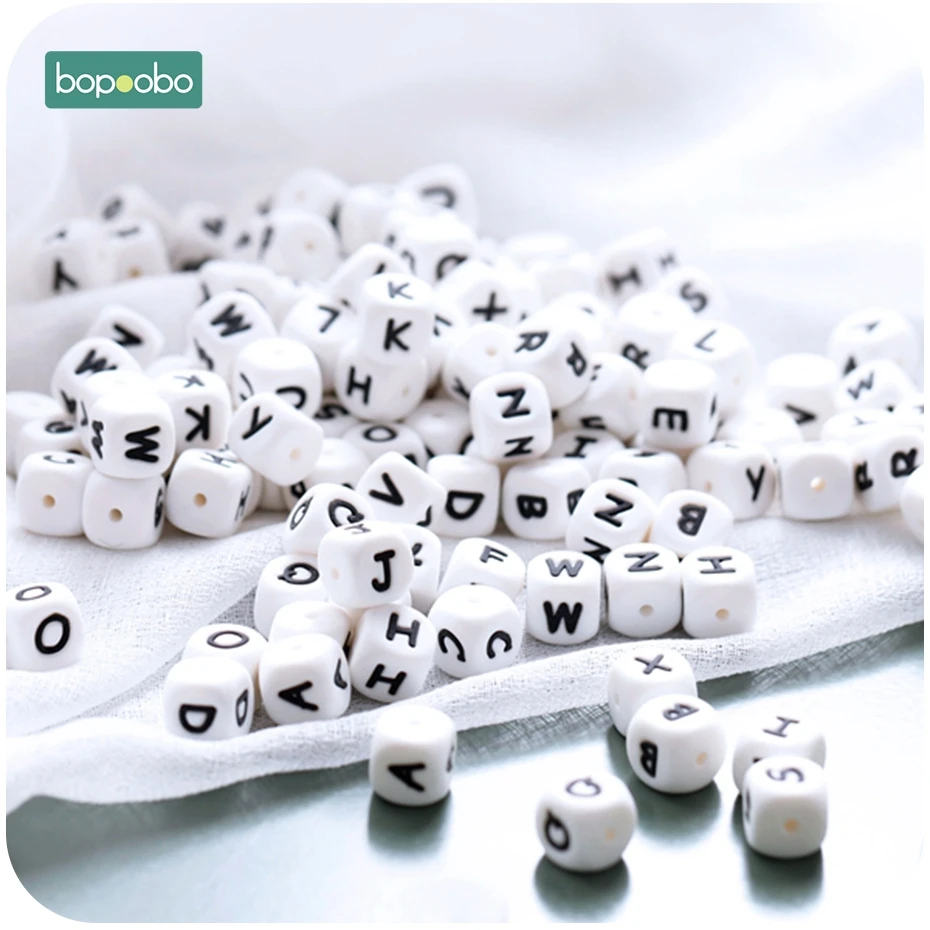 Bopoobo-Cuentas de silicona para dentición de bebé, mordedor con letras del alfabeto, sonajeros, perlas, 12MM, 20 unidades - imagen 2