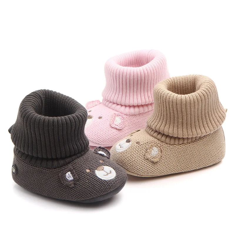 Zapatos de lana Unisex para bebé, niño y niña recién nacido, calzado cálido de invierno para cuna, suelo clásico, primeros pasos TS112