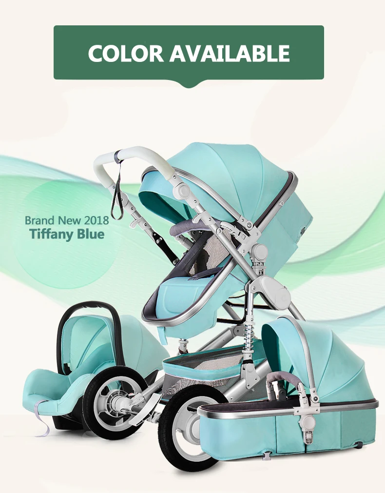 High Landscape Luxury Infant 3 in 1 stroller Baby Stroller Carriage Basket Four Wheels Stroller Baby Safe Seat
