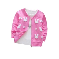 Cárdigan de dibujos animados de conejo para niñas, suéter, ropa para niños, chaqueta de punto sólido para bebé, ropa exterior de algodón para chico, cárdigan bonito para niña