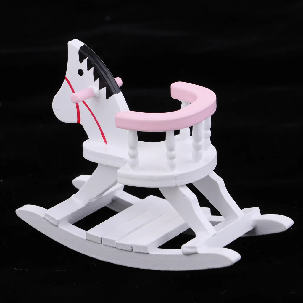 1/12 Dollhouse Miniature Wooden Rocking Horse Baby Room Cockhorse Model