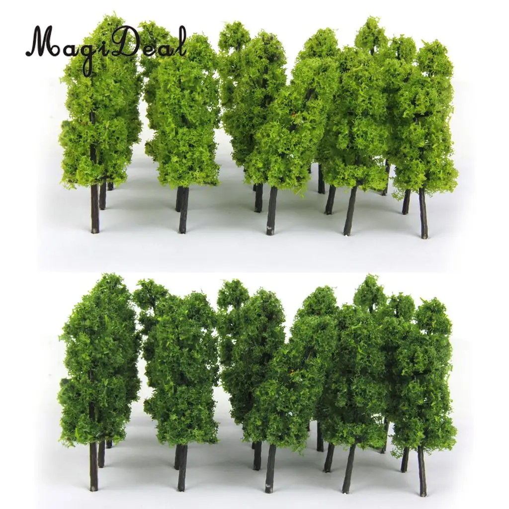 MagiDeal 20Pcs/Lot 1/200 Scale Pagoda Trees Model Train Railroad Railway Street Scenery for House Garden Park Landscape Layout