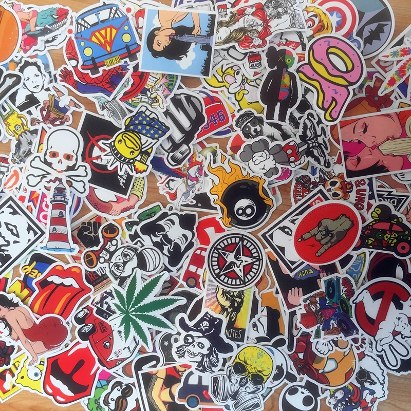 50 Uds. Pegatinas de logotipo de marca de moda impermeables de Pvc motocicleta monopatín equipaje guitarra calcomanía divertida DIY juguete clásico pegatina regalo