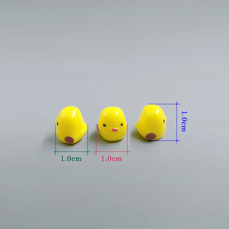 10 unds/pack pequeño pollito amarillo estatuilla bonsái decoración mini jardín de hadas animales de dibujos animados estatua adornos de musgo artesanía de resina DW-S-096 - imagen 3