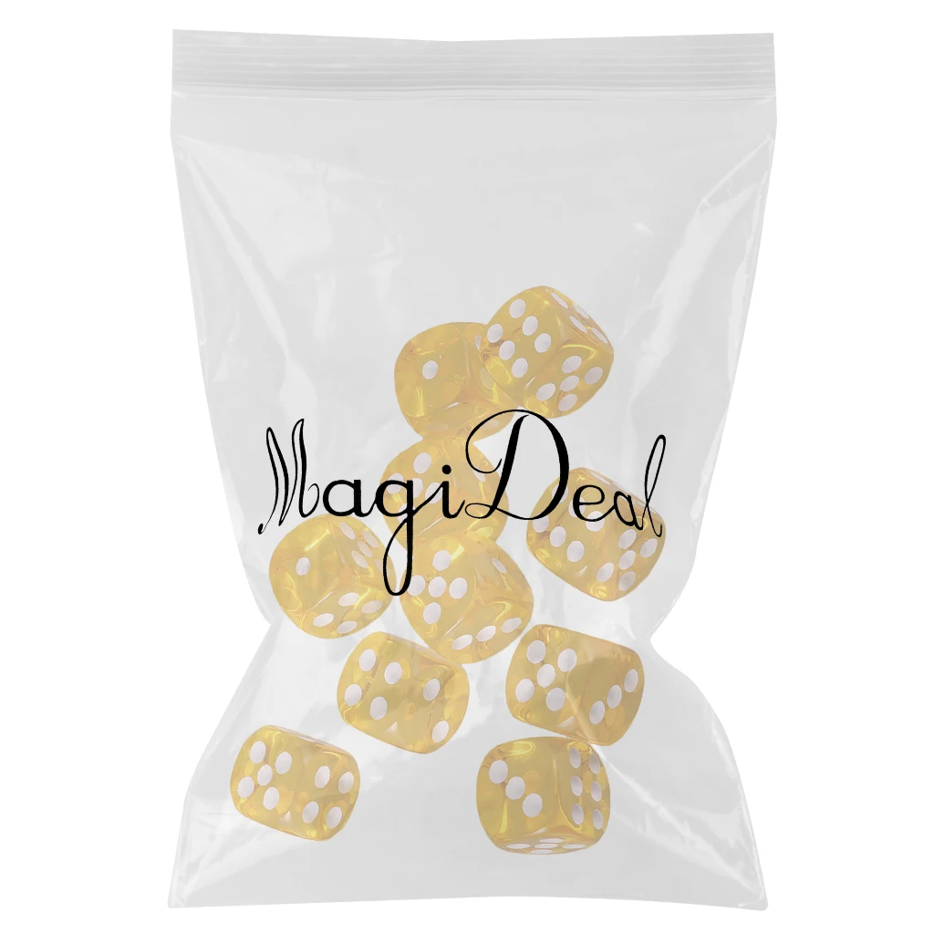 Pack of 10 D6 Dice Sets Acrylic Six-side for D&D TRPG Party Board Game Kids Toys