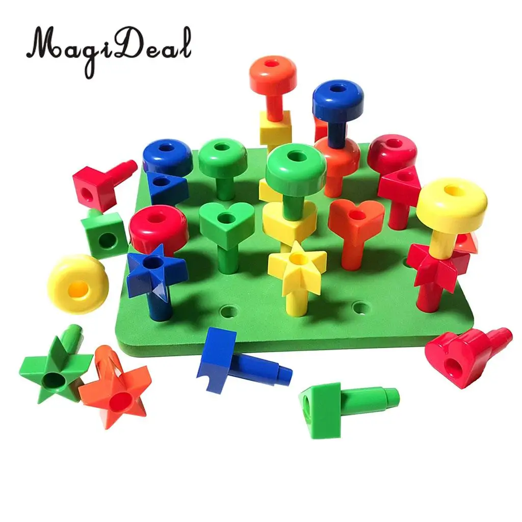 MagiDeal Plastic Sorting Pegboard Travel Toys Kids Child Play 30Pegs Color Recognition Game Learning for Baby Toddler Funny Gift