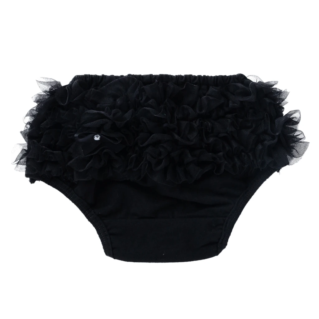 Newborn Baby Girl 3-24M Cotton Lace Ruffle Nappy Diaper Cover Bloomers Panties - Black/ White/ Rose red Optional
