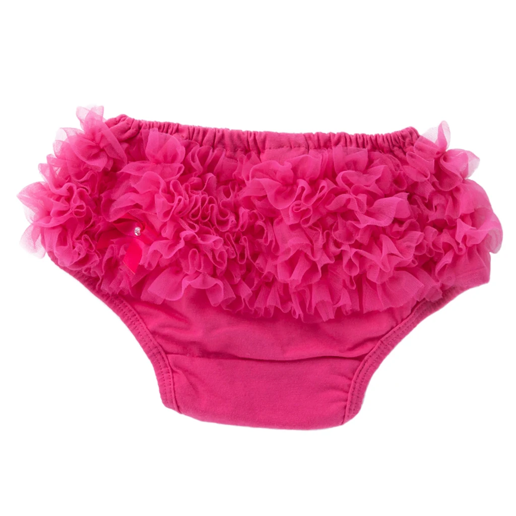 Newborn Baby Girl 3-24M Cotton Lace Ruffle Nappy Diaper Cover Bloomers Panties - Black/ White/ Rose red Optional