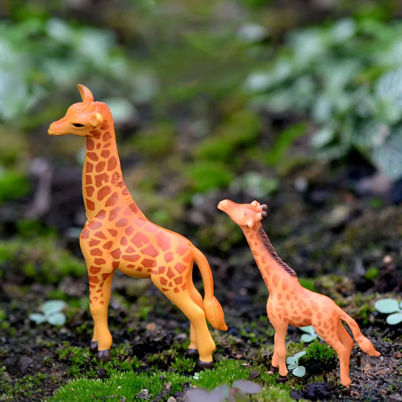 Figuras de jirafa para jardín, figuritas en miniatura de animales de bosque encantador, herramientas de cultivo de maceta, decoraciones decorativas de jardín, miniaturas - imagen 2