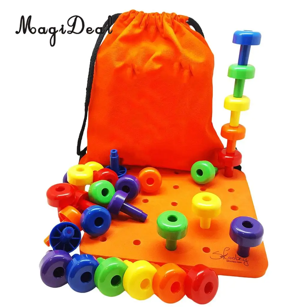 MagiDeal Plastic Sorting Pegboard Travel Toys Kids Child Play 30Pegs Color Recognition Game Learning for Baby Toddler Funny Gift