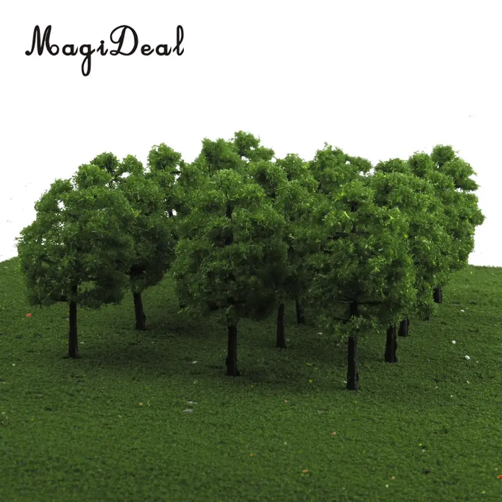 MagiDeal 20Pcs/Lot 1/100 Scale Plastic Model Trees Train Railroad Railway Street Scene Scenery for Park Doll house Garden Decor