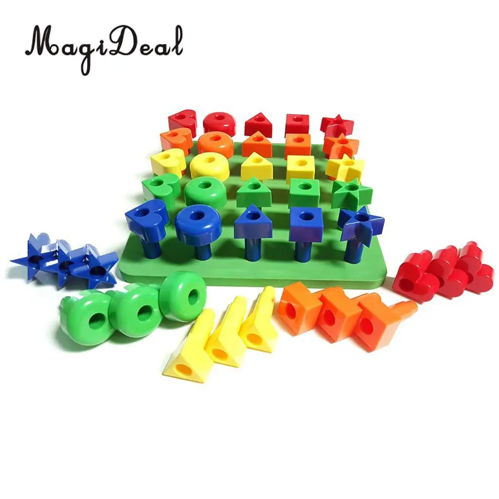 MagiDeal Plastic Sorting Pegboard Travel Toys Kids Child Play 30Pegs Color Recognition Game Learning for Baby Toddler Funny Gift