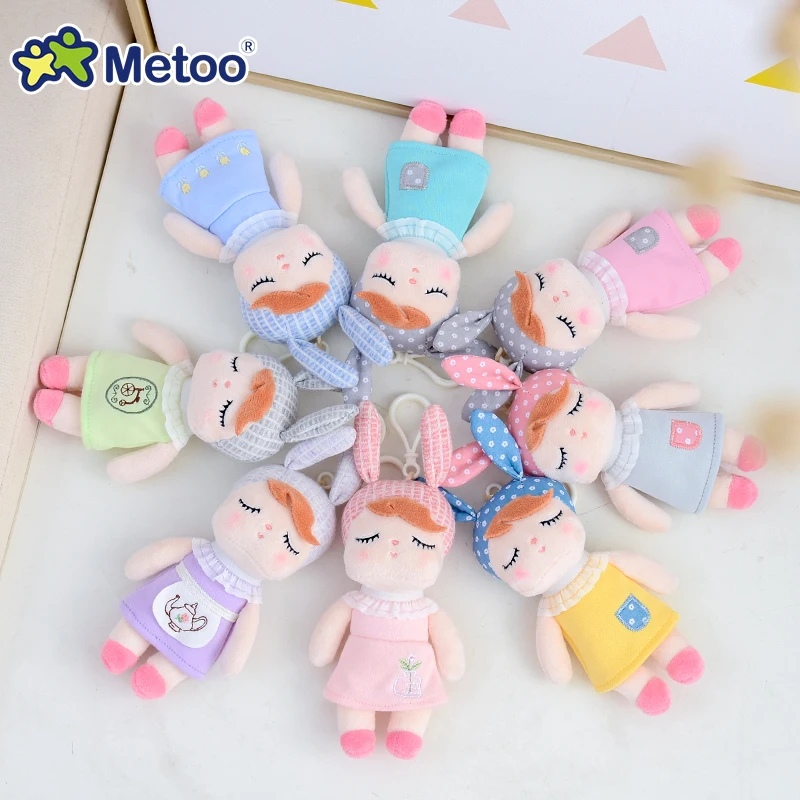 Metoo-muñeco de peluche, animales de peluche, juguetes suaves para bebés y niños, llavero con colgante de conejo Kawaii Mini Angela