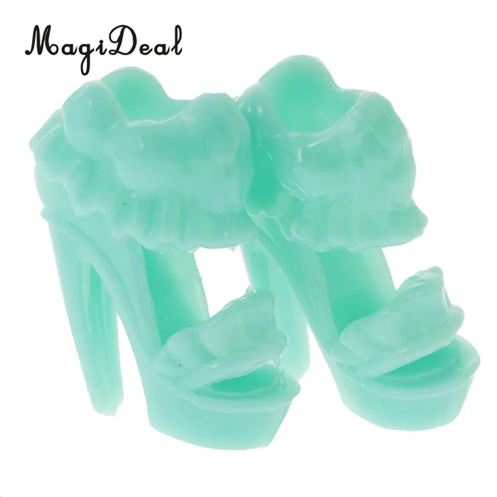 MagiDeal Fashion 12Pair/Lot PVC Trendy Multiple Styles High Heel Sandal Boots Shoes for Doll Daily Wear Girls Toy Birthday Gift