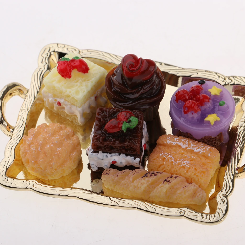1:12 Dollhouse Miniature Food Cake Plate Breads Set for Kitchen Table Decoration Accessory perfect for pretend play toys