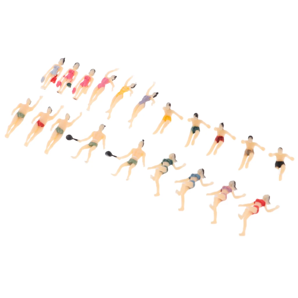 20 Pieces N Scale 1:150 Painted Model Figures People Swimmer