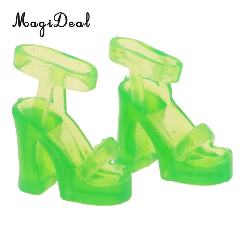 MagiDeal Fashion 12Pair/Lot PVC Trendy Multiple Styles High Heel Sandal Boots Shoes for Doll Daily Wear Girls Toy Birthday Gift