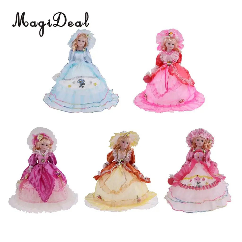 Pretty Lady Victorian Porcelain Doll Splicing Doll Wearing Evening Dress 18 Inch