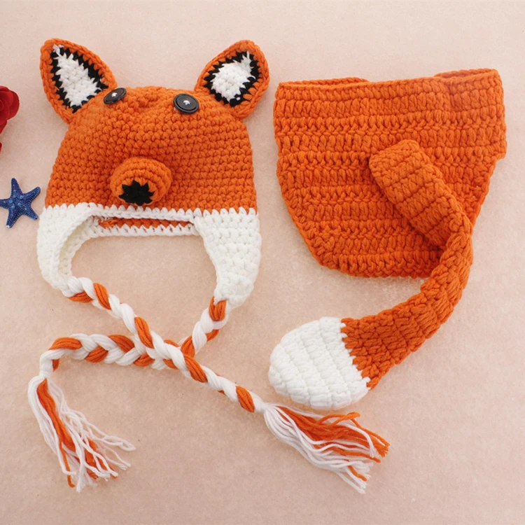 Newborn-Photography-Props-Handmade-Baby-Hat-Crochet-Infant-Cute-Costume-Set-Animal-Fox-Kids-Newborn-Props-Clothing-Accessories-0