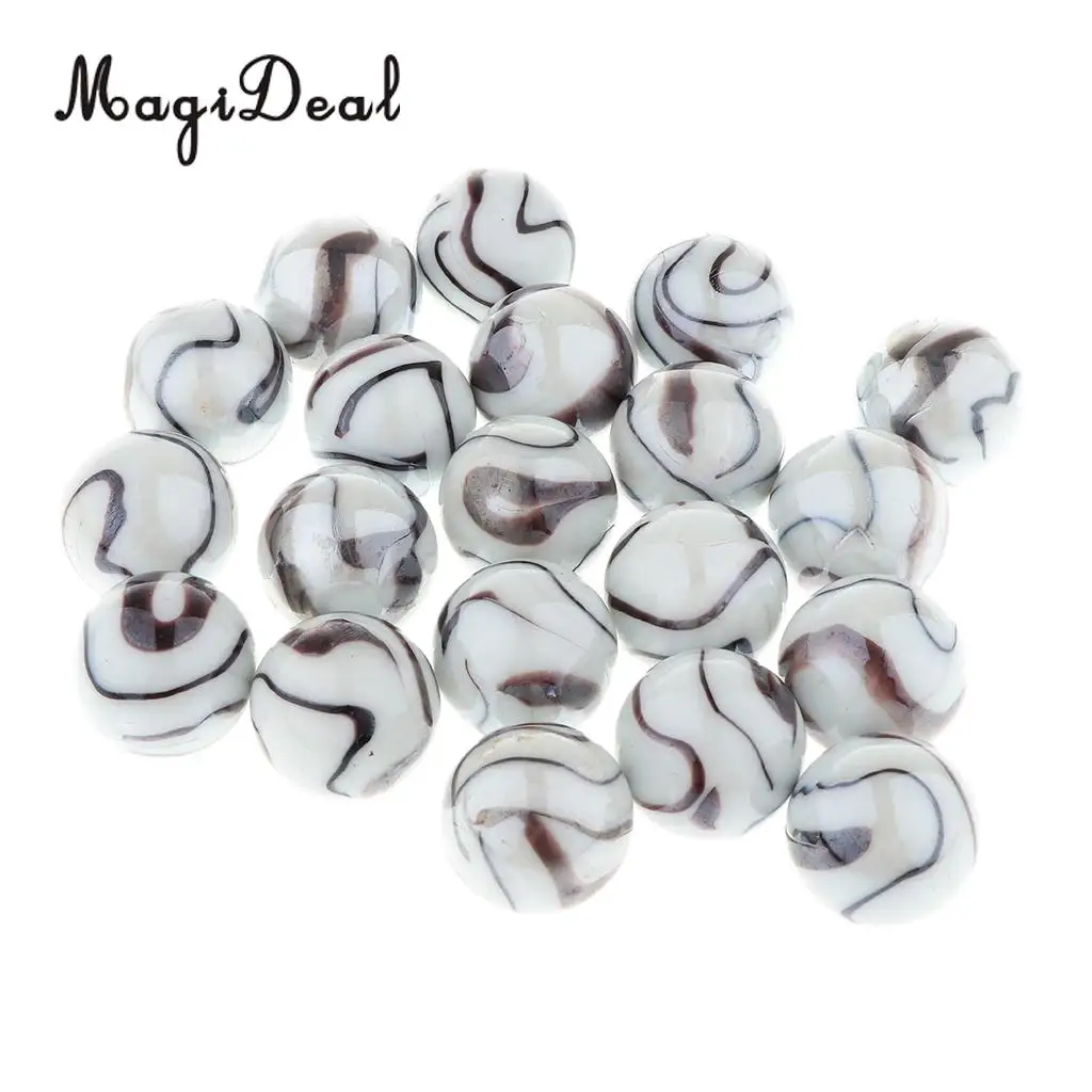 20pcs 25mm Tiger Stripes Glass Marbles, Kids Marble Run Game, Marble Solitaire Toy Accs Vase Filler & Fish Tank Home Decor