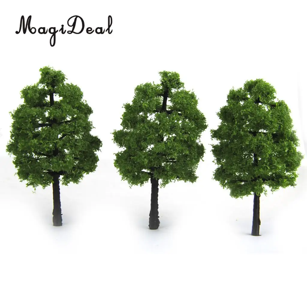 MagiDeal 20Pcs/Lot 1/100 Scale Plastic Model Trees Train Railroad Railway Street Scene Scenery for Park Doll house Garden Decor