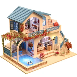 Casa de muñecas en miniatura de madera para niños y adultos, Kits de construcción de modelos, juguete de casa de muñecas DIY, 10 tipos
