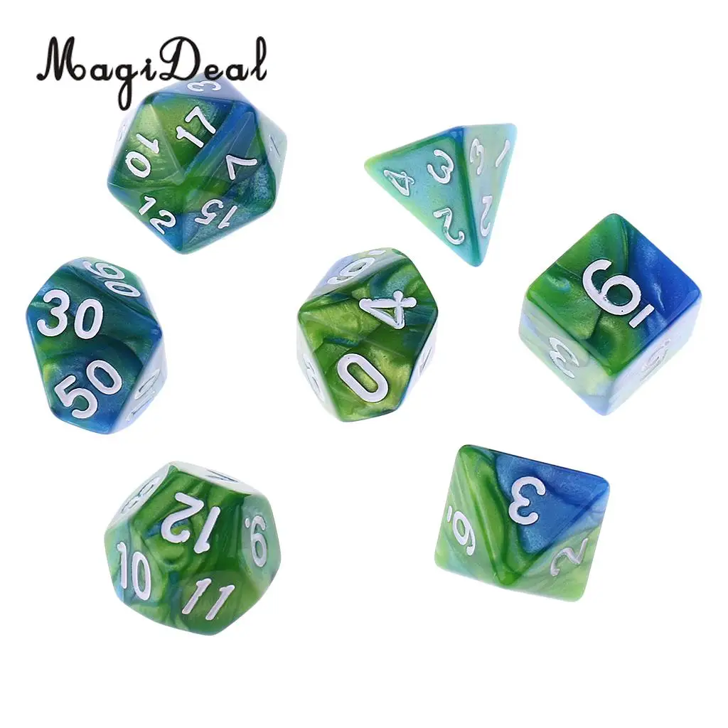 7Pcs Acrylic Polyhedral Dice 16mm D20 D12 D10 D8 D6 D4 for Dungeons & Dragons DND MTG RPG Table Games Gag Toys Red Orange