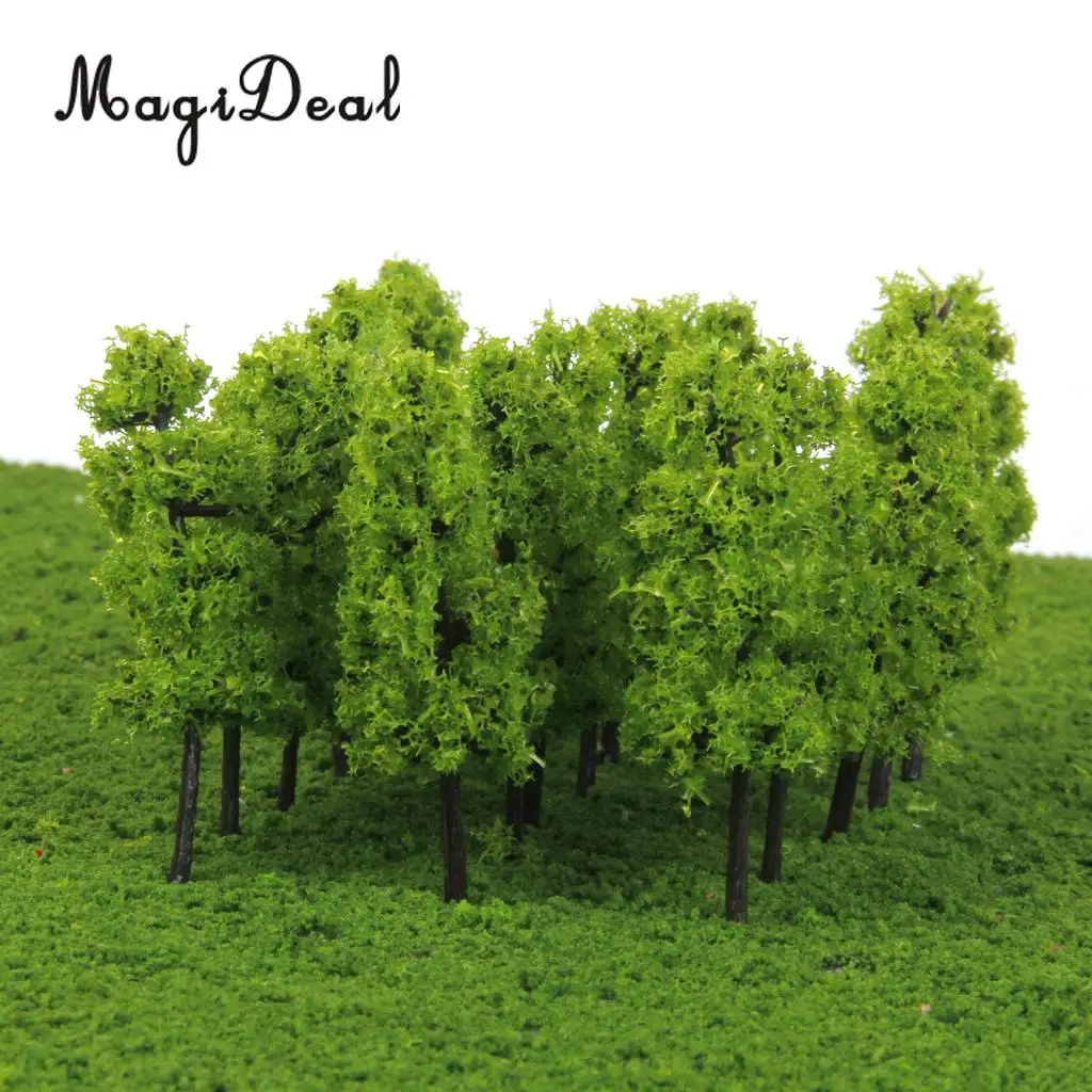MagiDeal 20Pcs/Lot 1/200 Scale Pagoda Trees Model Train Railroad Railway Street Scenery for House Garden Park Landscape Layout