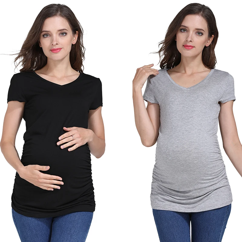 Ropa de maternidad de verano de talla grande, Tops para mujeres embarazadas, camisetas Gravida, camiseta para embarazadas, ropa de embarazo de manga corta - imagen 5