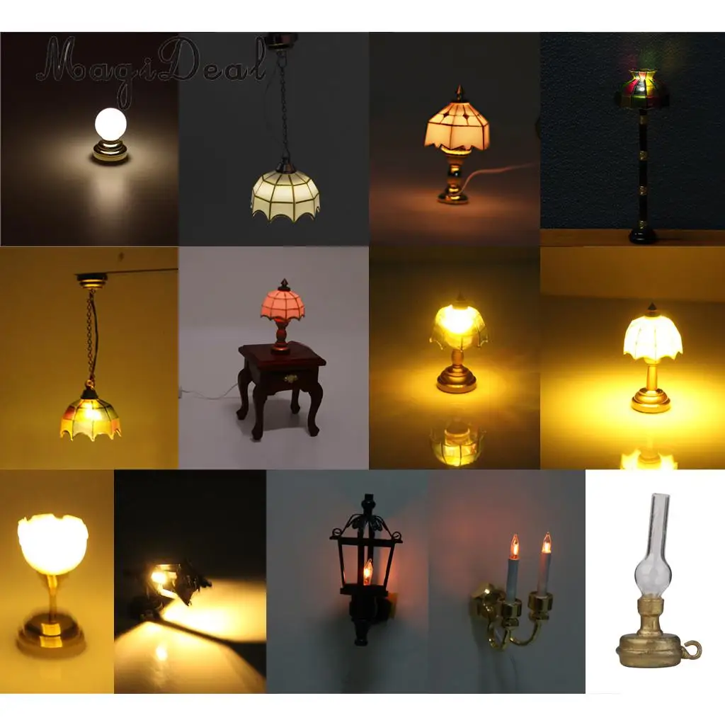 MagiDeal 1/12 Dollhouse Miniature Ball Shape Table Lamp LED Light for Livingroom Bedroom Bathroom Kitchen Kids Pretend Play Toy
