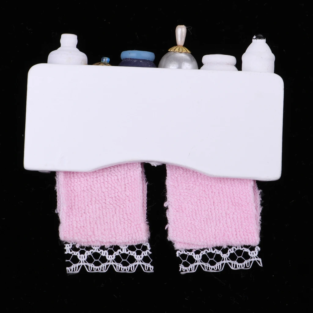 1/12 Dollhouse Miniature Bathroom Kit Wooden Tower Shelf Furniture White