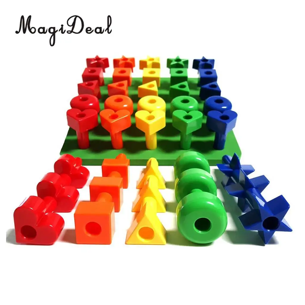 MagiDeal Plastic Sorting Pegboard Travel Toys Kids Child Play 30Pegs Color Recognition Game Learning for Baby Toddler Funny Gift