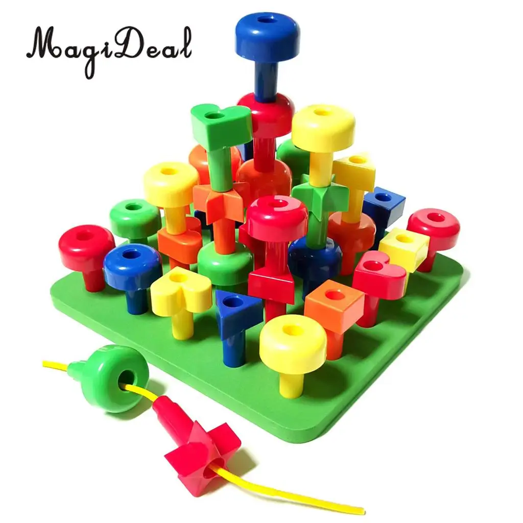 MagiDeal Plastic Sorting Pegboard Travel Toys Kids Child Play 30Pegs Color Recognition Game Learning for Baby Toddler Funny Gift