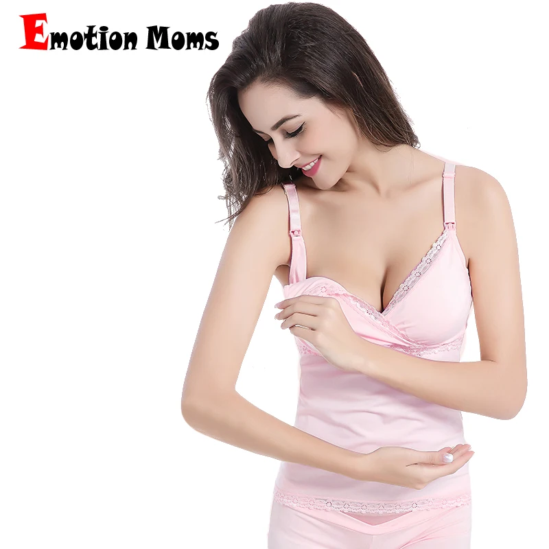 Camisetas sin mangas de lactancia de algodón Emotion Moms, chaleco de lactancia de verano, ropa para mujeres embarazadas, camisas de maternidad para amamantar, camisetas