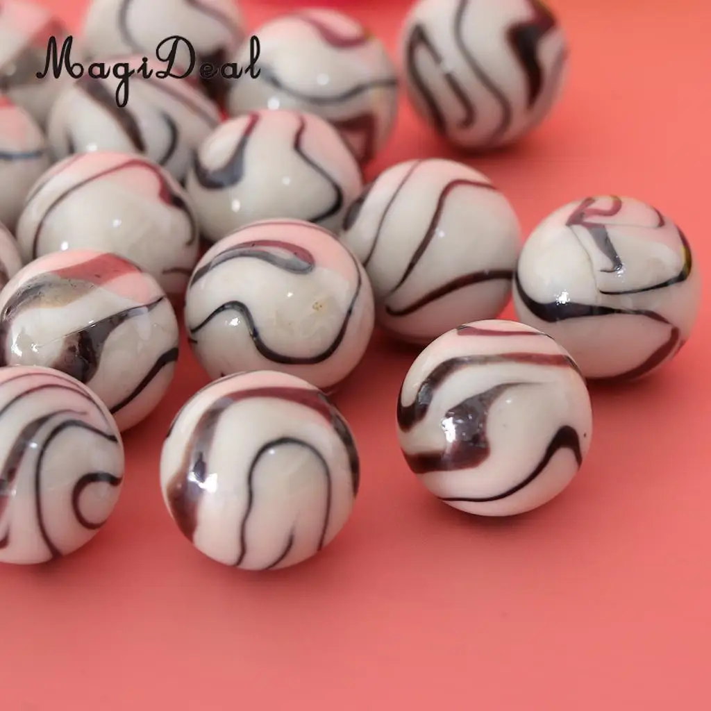 20pcs 25mm Tiger Stripes Glass Marbles, Kids Marble Run Game, Marble Solitaire Toy Accs Vase Filler & Fish Tank Home Decor