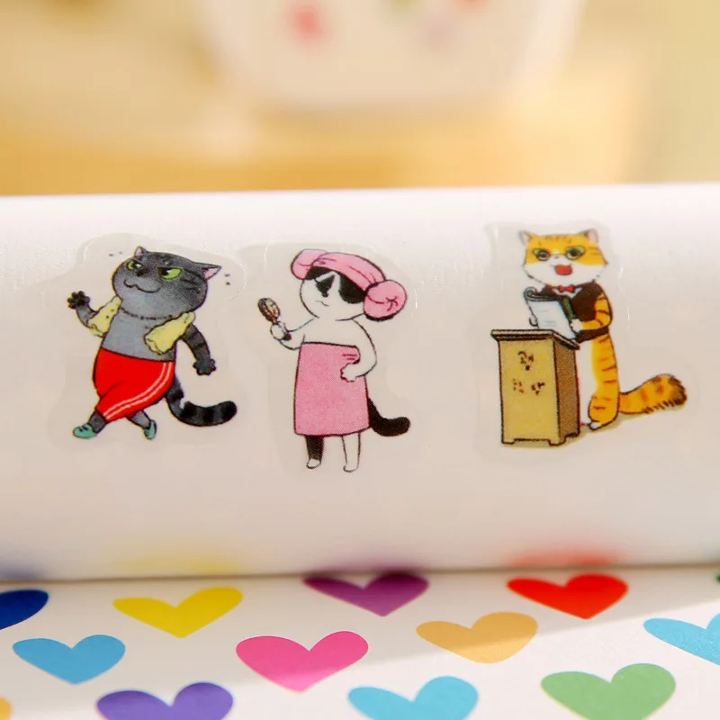 6 hojas/juego de pegatinas creativas transparentes de PVC, bonito gato blanco y negro, decoración para álbum de fotos de niñas, pegatina, juguete DIY para niños - imagen 3